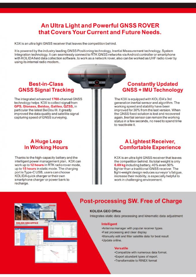1760 Kanäle Kolida K3 RTK Vermessungsausrüstung Hochgenauigkeits-GPS-Empfänger 2